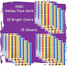 img 1 attached to 🏷️ 2100 Pack of 3/4 Inch Round Dot Stickers in 10 Bright Colors | Tag-A-Room Happy Face Smiley Face | 8 1/2" x 11" Sheet