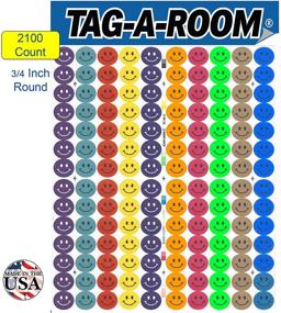 img 3 attached to 🏷️ 2100 Pack of 3/4 Inch Round Dot Stickers in 10 Bright Colors | Tag-A-Room Happy Face Smiley Face | 8 1/2" x 11" Sheet