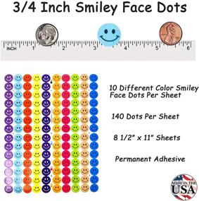 img 2 attached to 🏷️ 2100 Pack of 3/4 Inch Round Dot Stickers in 10 Bright Colors | Tag-A-Room Happy Face Smiley Face | 8 1/2" x 11" Sheet