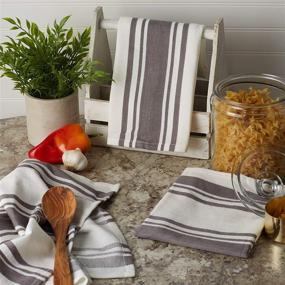 img 1 attached to 🍽️ DII Everyday Chef Stripe Dishtowel Set in Gray - 18x28, 3 Piece Collection