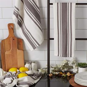 img 2 attached to 🍽️ DII Everyday Chef Stripe Dishtowel Set in Gray - 18x28, 3 Piece Collection