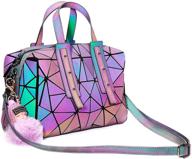 👜 luminous geometric handbag: holographic tote bag with flash reflective crossbody for women logo