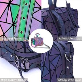 img 3 attached to 👜 Luminous Geometric Handbag: Holographic Tote Bag with Flash Reflective Crossbody for Women