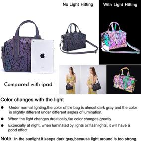 img 1 attached to 👜 Luminous Geometric Handbag: Holographic Tote Bag with Flash Reflective Crossbody for Women