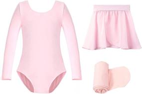 img 4 attached to 🩰 STELLE Girls Ballet Leotard Combo: Short Sleeve, with Dance Skirt and Dance Tight