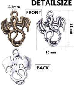 img 2 attached to 🐉 50pcs Flying Dragon Charms, Alloy Dragon Pendant Animal Charm Beads for DIY Jewelry Making - Earrings, Necklace, Bracelet Crafts Supplies, 21mm×16mm