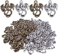 🐉 50pcs flying dragon charms, alloy dragon pendant animal charm beads for diy jewelry making - earrings, necklace, bracelet crafts supplies, 21mm×16mm logo