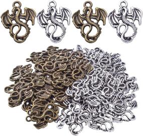 img 4 attached to 🐉 50pcs Flying Dragon Charms, Alloy Dragon Pendant Animal Charm Beads for DIY Jewelry Making - Earrings, Necklace, Bracelet Crafts Supplies, 21mm×16mm