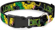 🐶 buckle-down dog collar plastic clip - loki in action black gray yellow green - adjustable sizes for small, medium, and large dogs logo