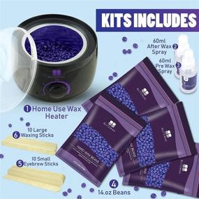 img 3 attached to BLITZWAX Sensitive Skin Hair Removal Wax Kit | Wax Warmer Kit with 14oz Lavender Hard Wax Beans | Ideal for Facial, Eyebrow, Armpit, Bikini & Brazilian | Removes All Hair Types