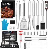 fopcc bbq grill accessories set, 33pcs stainless steel bbq tools with carry bag, barbecue utensils kit for camping, kitchen, outdoor | perfect bbq gift for men and women logo