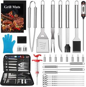 img 4 attached to FoPcc BBQ Grill Accessories Set, 33PCS Stainless Steel BBQ Tools with Carry Bag, Barbecue Utensils Kit for Camping, Kitchen, Outdoor | Perfect BBQ Gift for Men and Women