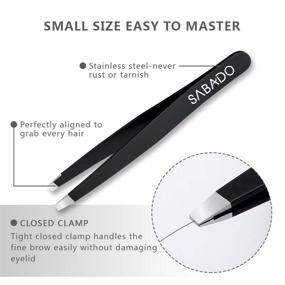 img 2 attached to 💪 Professional Stainless Steel Tweezers Set - 5-Piece Kit with Curved Scissors, Perfect Precision for Eyebrows, Splinter, and Ingrown Hair Removal - Includes Stylish Leather Travel Case (Black)