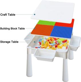 img 2 attached to 67i Kids Activity Table and 2 Chairs Set: Ultimate 3-in-1 Building Block, Water, and Craft Table with 120Pcs Large Building Blocks and 4 Storage Boxes (Red/Green/Blue/Orange)