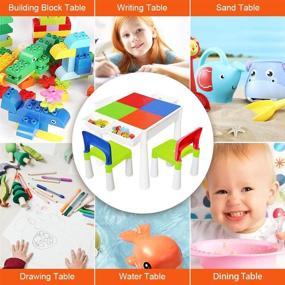 img 3 attached to 67i Kids Activity Table and 2 Chairs Set: Ultimate 3-in-1 Building Block, Water, and Craft Table with 120Pcs Large Building Blocks and 4 Storage Boxes (Red/Green/Blue/Orange)