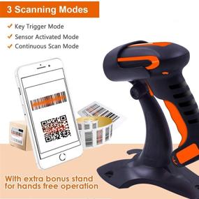 img 3 attached to Symcode 2D Barcode Scanner with Stand - Wireless Bluetooth, 2.4GHz Wireless, and USB Wired Connection - Industrial Dustproof/Waterproof Design - QR Image Bar Code Reader with Vibration Alert