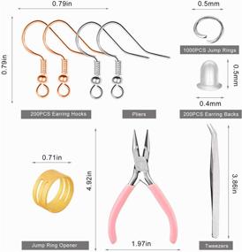 img 3 attached to Набор для изготовления сережек: полный комплект из 1403 предметов для самостоятельного создания сережек - включает крючки для сережек, пружинки, задувки, открывалку, пинцет и плоскогубцы