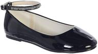 👠 igirldress girls patent rhinestone ankle strap flats dress shoes | sizes 9-5 youth | enhance seo logo