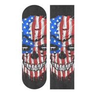 9 x 33 inch skateboard grip tape sheet - cool anti-slip longboard griptape sandpaper with bubble free design - scooter grip tape sheet for rollerboard, stairs, and pedal - skull us flag design logo