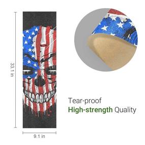 img 3 attached to 9 x 33 Inch Skateboard Grip Tape Sheet - Cool Anti-Slip Longboard Griptape Sandpaper with Bubble Free Design - Scooter Grip Tape Sheet for Rollerboard, Stairs, and Pedal - Skull US Flag Design