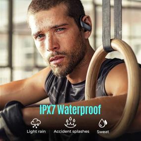 img 1 attached to Wireless Bluetooth 5.0 Headphones with Microphones - Flame Lite Earbuds, Earhooks, 30 Hours Playback, IPX7 Waterproof, USB C Charging, Touch Control - Ideal for Workouts, Gym, and Sports