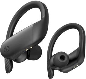 img 4 attached to Wireless Bluetooth 5.0 Headphones with Microphones - Flame Lite Earbuds, Earhooks, 30 Hours Playback, IPX7 Waterproof, USB C Charging, Touch Control - Ideal for Workouts, Gym, and Sports