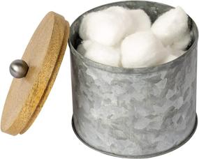 img 2 attached to 🛀 "Stylish Galvanized Steel and Wood Q-tip Holder & Jar for Bathrooms & Vanity Spaces - nu steel Confetti Collection