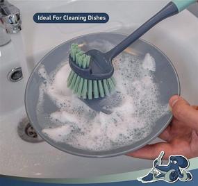 img 3 attached to 🧽 DSV Standard Scrubber Brush Dish for Kitchen with Stiff, Durable Bristles - Kitchen Sink Cleaning, 2-Sided Scrubbing Brush for Pots, Pans - Effortless Kitchen Dish Brush with Long Handle (Pack of 1)