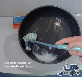img 2 attached to 🧽 DSV Standard Scrubber Brush Dish for Kitchen with Stiff, Durable Bristles - Kitchen Sink Cleaning, 2-Sided Scrubbing Brush for Pots, Pans - Effortless Kitchen Dish Brush with Long Handle (Pack of 1)