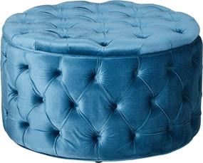 img 4 attached to 🔵 Aqua Zuma Aqua Ottoman in New Velvety Texture