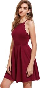 img 1 attached to 👗 ROMWE Womens Scallop Sleeveless Pleated Dress: Elegant and Chic Women's Clothing