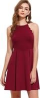 👗 romwe womens scallop sleeveless pleated dress: elegant and chic women's clothing logo