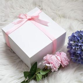 img 2 attached to 🎁 Подарок плетеный коробка 10-шт. размером 8 x 8 x 4 дюйма, бумажная коробка для подарков - идеальна для предложения подружкам невесты, девичника, Рождества - белая.