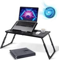 📚 glorider foldable laptop desk with built-in usb fans - portable multi-functional laptop stand, adjustable height & angle - bed tray for sofa, bed, floor - ideal breakfast table for comfortable use logo