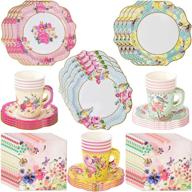 vintage tea party supplies: floral paper plates, napkins, tea cups & saucer 🌺 sets – perfect for tea parties, weddings, bridal showers, baby showers, and birthday parties logo