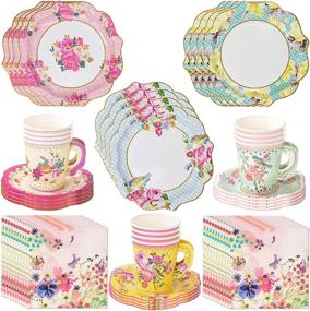 img 4 attached to Vintage Tea Party Supplies: Floral Paper Plates, Napkins, Tea Cups & Saucer 🌺 Sets – Perfect for Tea Parties, Weddings, Bridal Showers, Baby Showers, and Birthday Parties