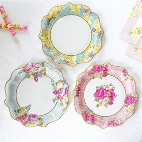 img 2 attached to Vintage Tea Party Supplies: Floral Paper Plates, Napkins, Tea Cups & Saucer 🌺 Sets – Perfect for Tea Parties, Weddings, Bridal Showers, Baby Showers, and Birthday Parties