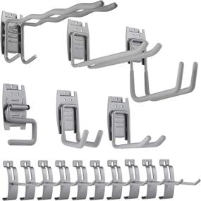 img 4 attached to 🔨 Cheaboom Slat Wall Hooks: Space-Saving Garage Storage Hanger Rack with Anti-Slip Coating - 16 Pack Grey Slatwal Hooks