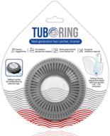 🛁 tubring: the ultimate tub drain protector hair catcher/strainer/snare in grey - regular size logo