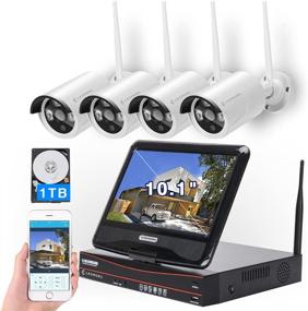 img 4 attached to [8CH,Expandable] 10.1 Inch Monitor Wireless Security Camera System by Cromorc - 1080P NVR, 4pcs 3MP Indoor Outdoor Night Vision One-Way Audio Cameras, 1TB HDD - Ideal for Home Business CCTV Surveillance