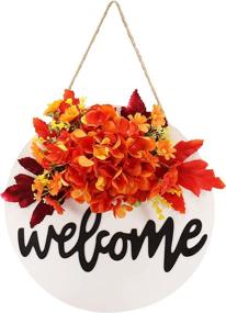 img 4 attached to 🍂 Front Door Fall Wreath with Hydrangeas - Hello Wreath, Farmhouse Grapevine & Everyday Decor - Size: 165