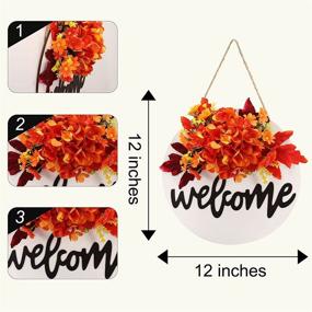 img 3 attached to 🍂 Front Door Fall Wreath with Hydrangeas - Hello Wreath, Farmhouse Grapevine & Everyday Decor - Size: 165