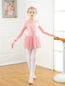 img 2 attached to 🤸 Lindanina Girls Gymnastics Leotards - Long Sleeve Ballet Dancewear with Hollow Back for Ages 3-8