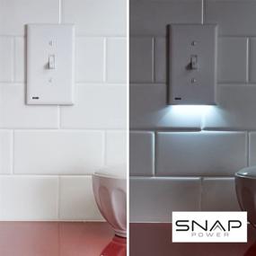 img 2 attached to 🔘 SnapPower SwitchLight - LED Night Light for Single-Pole Light Switches - Light Switch Plate with Adjustable Brightness - Auto On/Off Sensor - Toggle (White)