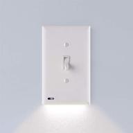 🔘 snappower switchlight - led night light for single-pole light switches - light switch plate with adjustable brightness - auto on/off sensor - toggle (white) logo