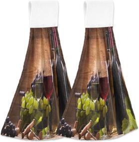 img 4 attached to 🍷 Boccsty Hanging Kitchen Towels Set - Glasses of Red and White Wine, Grapes Design - Wooden Dish Cloth Tie Towels, Hand Towel Tea Bar Towels - Bathroom, Farmhouse, Housewarming, Tabletop, Home