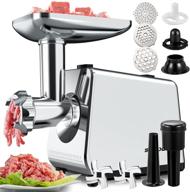 🔌 powerful 2000w electric meat grinder: multifunction meat mincer & sausage stuffer with stainless steel blades, plates, and sausage tube kubbe maker - perfect for home kitchen! logo