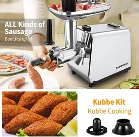 img 2 attached to 🔌 Powerful 2000W Electric Meat Grinder: Multifunction Meat Mincer & Sausage Stuffer with Stainless Steel Blades, Plates, and Sausage Tube Kubbe Maker - Perfect for Home Kitchen!