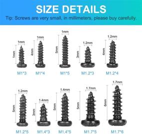 img 3 attached to 🔩 MEIYYJ 1000 Pack of 10 Small Multi-Purpose Micro Screws Assortment Kit - M1 M1.2 M1.4 M1.7 Phillips Head Self-Tapping Electronic Screws