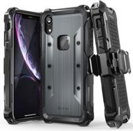 📱 vena varmor rugged case for apple iphone xr (6.1"-inch) – military grade drop protection, holster belt clip cover with kickstand in space gray logo